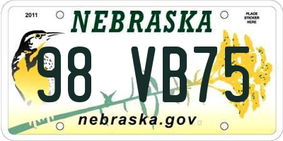 NE license plate 98VB75