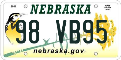 NE license plate 98VB95