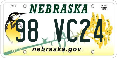 NE license plate 98VC24