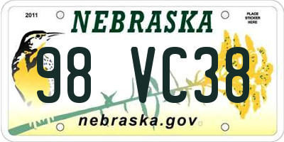 NE license plate 98VC38