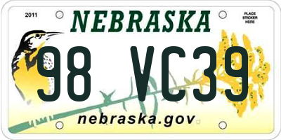 NE license plate 98VC39