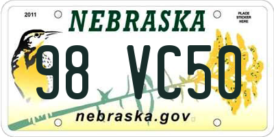 NE license plate 98VC50