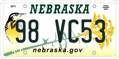 NE license plate 98VC53
