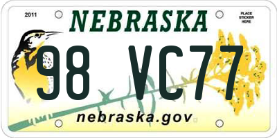 NE license plate 98VC77