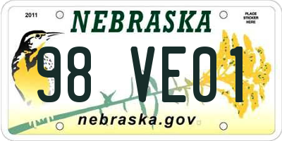 NE license plate 98VE01