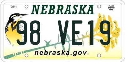 NE license plate 98VE19