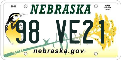 NE license plate 98VE21