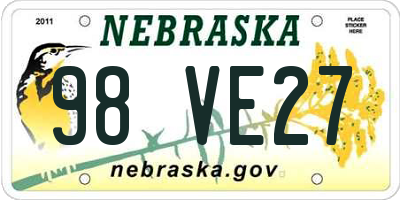 NE license plate 98VE27