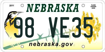 NE license plate 98VE35