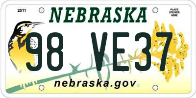 NE license plate 98VE37