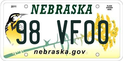 NE license plate 98VF00