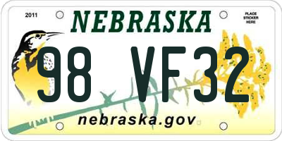 NE license plate 98VF32