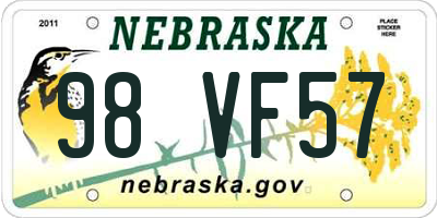 NE license plate 98VF57