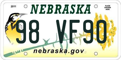 NE license plate 98VF90
