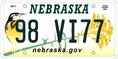 NE license plate 98VI77