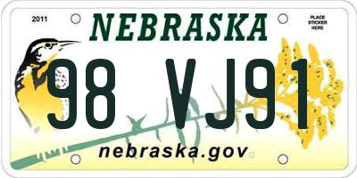 NE license plate 98VJ91