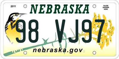 NE license plate 98VJ97