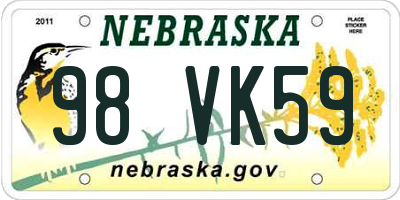 NE license plate 98VK59