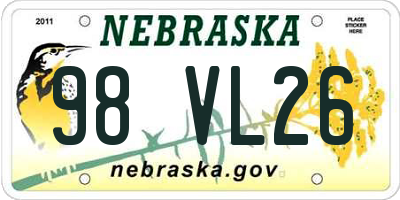 NE license plate 98VL26