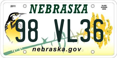 NE license plate 98VL36