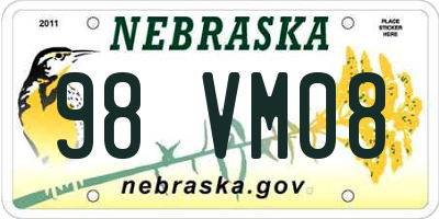 NE license plate 98VM08