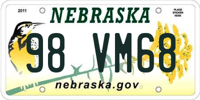 NE license plate 98VM68
