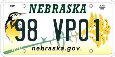 NE license plate 98VP01
