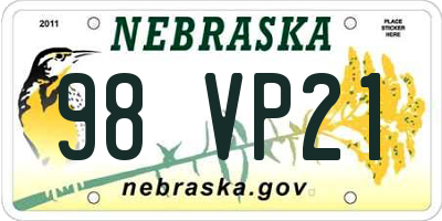 NE license plate 98VP21