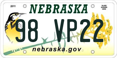 NE license plate 98VP22