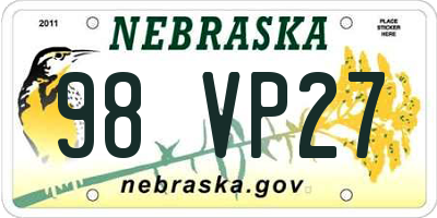 NE license plate 98VP27