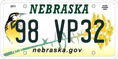 NE license plate 98VP32