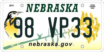 NE license plate 98VP33