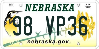 NE license plate 98VP36