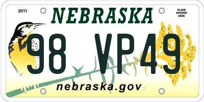 NE license plate 98VP49