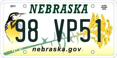 NE license plate 98VP51