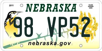 NE license plate 98VP52