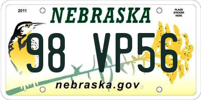 NE license plate 98VP56