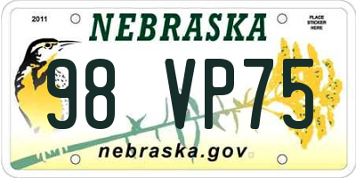 NE license plate 98VP75