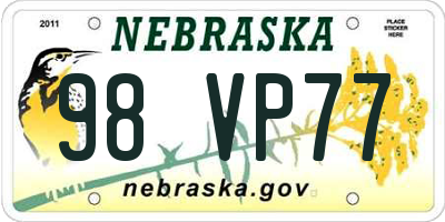 NE license plate 98VP77