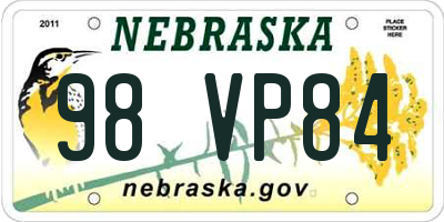 NE license plate 98VP84