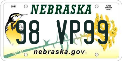 NE license plate 98VP99