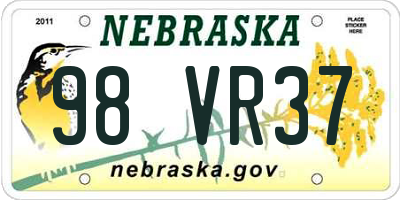 NE license plate 98VR37