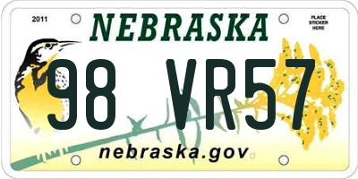 NE license plate 98VR57