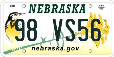 NE license plate 98VS56