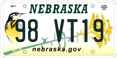 NE license plate 98VT19
