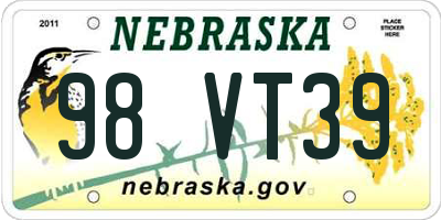 NE license plate 98VT39