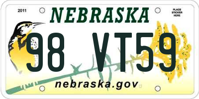 NE license plate 98VT59