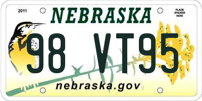 NE license plate 98VT95