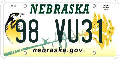 NE license plate 98VU31