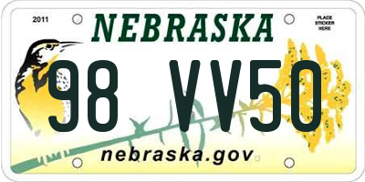 NE license plate 98VV50